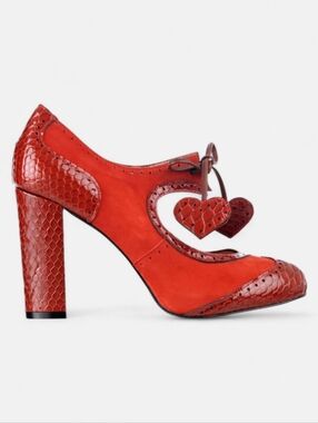 Minna Parikka Roseum Whimsical Red Heart Cutout Women's Leather Heels Sz.37